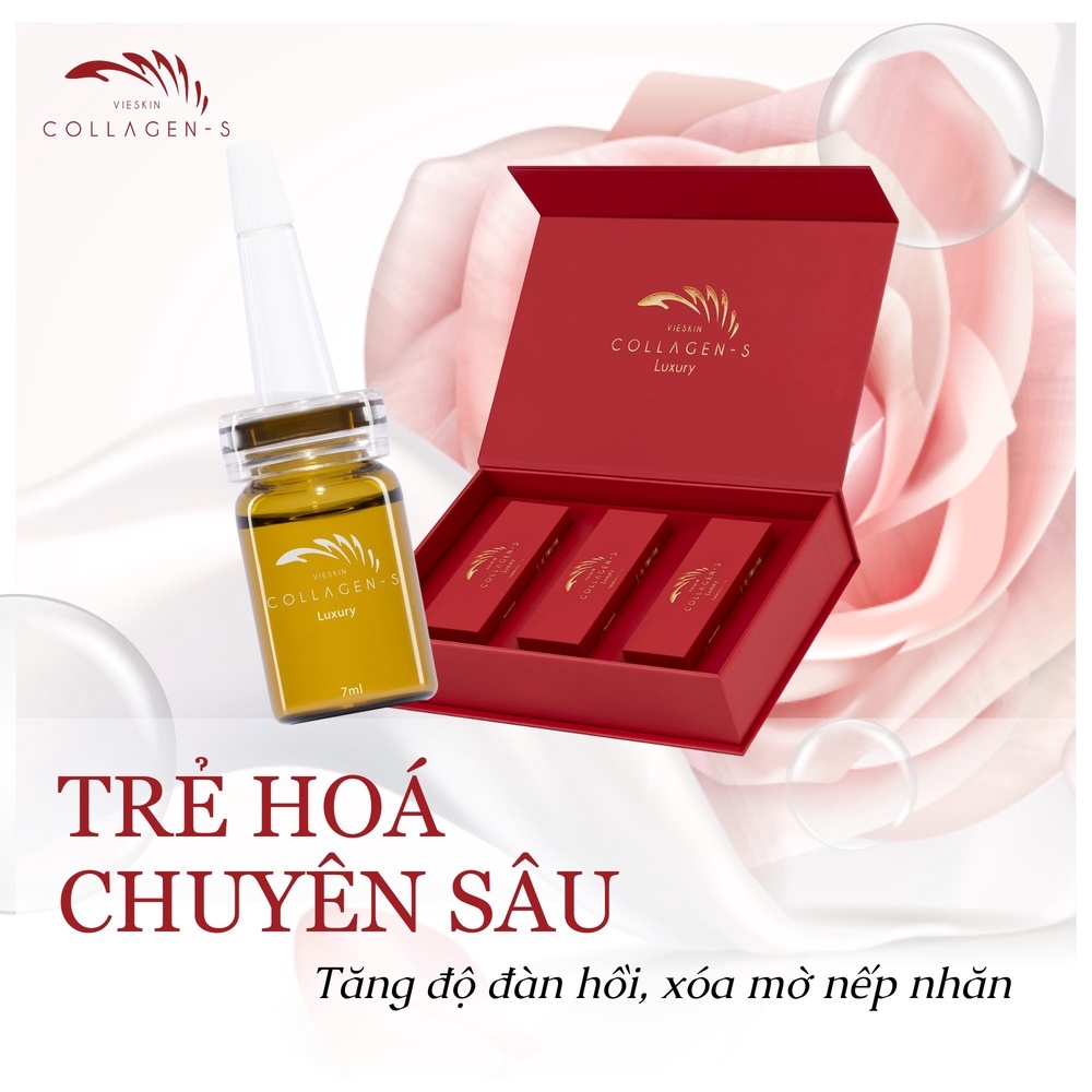 [HỘP] TINH CHẤT COLLAGEN-S LUXURY TRẺ HÓA, PHỤC HỒI DA VÀ DƯỠNG MÔI SAU PHUN XĂM - VIESKIN COLLAGEN - 3 LỌ/HỘP 910.525đ