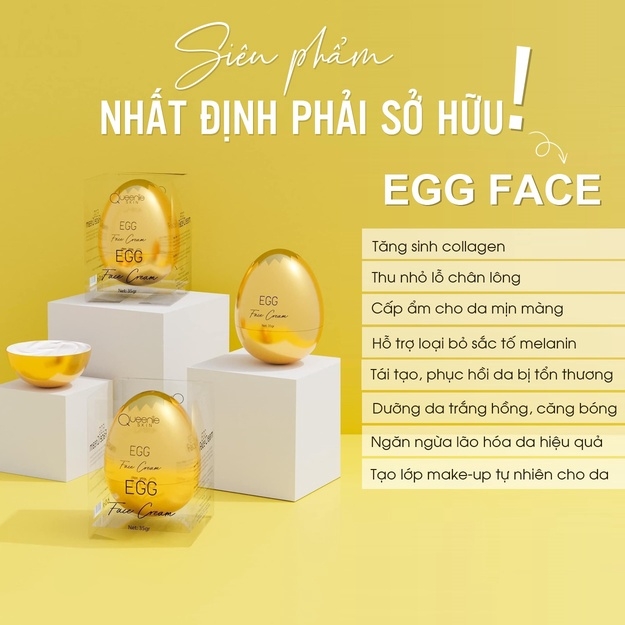 KEM DƯỠNG TRẮNG DA MẶT HIỆU QUẢ FACE TRỨNG VÀNG 35G - QUEENIE SKIN
