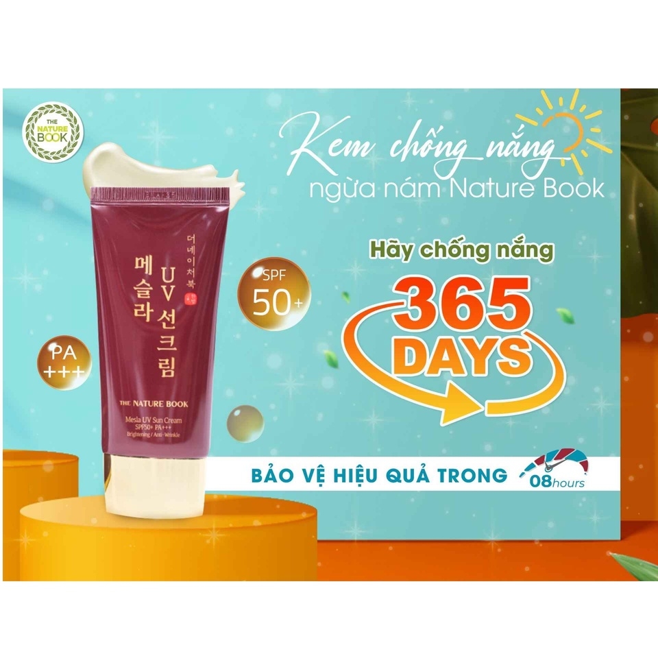 ;KEM CHỐNG NẮNG NGỪA NÁM THE NATURE BOOK MESLA UV SUN CREAM SPF50+ PA+++ - THE NATURE BOOK