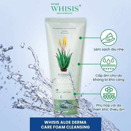 SỮA RỬA MẶT TINH CHẤT NHỤY HOA LÔ HỘI ĐIỀU HÒA ĐỘ AXIT CỦA DA 120ML - WHISIS
