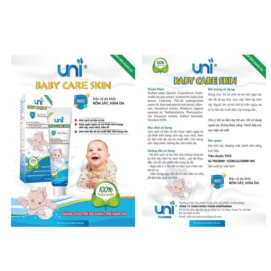 KEM BẢO VỆ DA KHỎI RÔM SẢY, HĂM TÃ UNI BABY CARE SKIN - UNI PHARMA