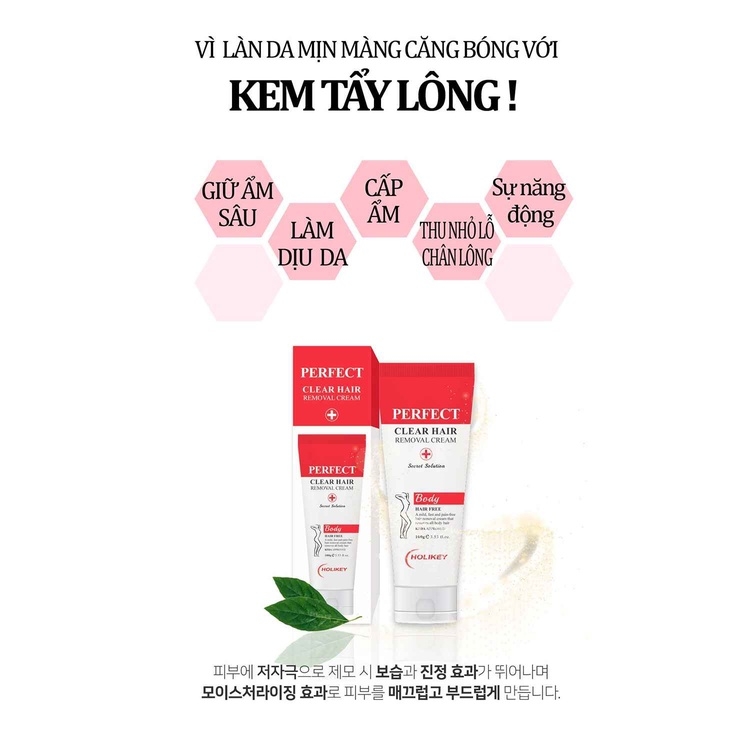 KEM TẨY LÔNG TAY, CHÂN, BODY PERFECT CLEAR HAIR REMOVAL CREAM - HOLIKEY