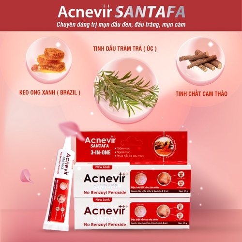 KEM TRỊ MỤN ĐẦU ĐEN, MỤN CÁM ACNEVIR (ĐỎ) - SANTAFA