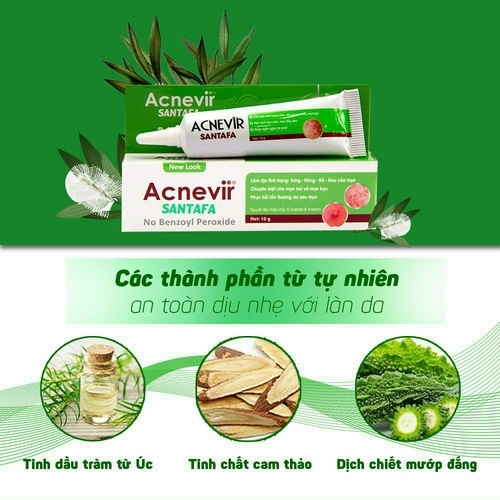 KEM TRỊ MỤN BỌC, MỤN MỦ ACNEVIR (XANH) - SANTAFA