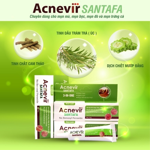 KEM TRỊ MỤN BỌC, MỤN MỦ ACNEVIR (XANH) - SANTAFA