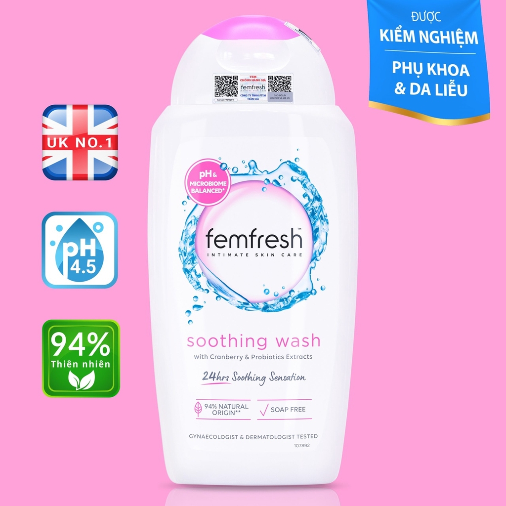 DUNG DỊCH VỆ SINH PHỤ NỮ SOOTHING WASH 250ML - FEMFRESH