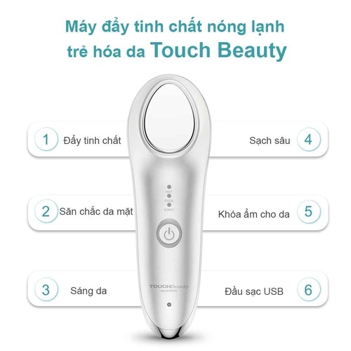 MÁY ĐẨY TINH CHẤT NÓNG LẠNH SÓNG ÂM TRẺ HÓA DA CAO CẤP - TOUCHBEAUTY
