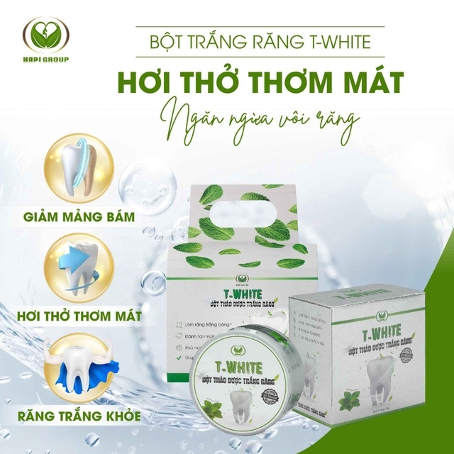 BỘT TRẮNG RĂNG TWHITE GIÚP LÀM TRẮNG RĂNG, GIẢM Ố VÀNG, HÔI MIỆNG, NHIỆT MIỆNG - HAPI