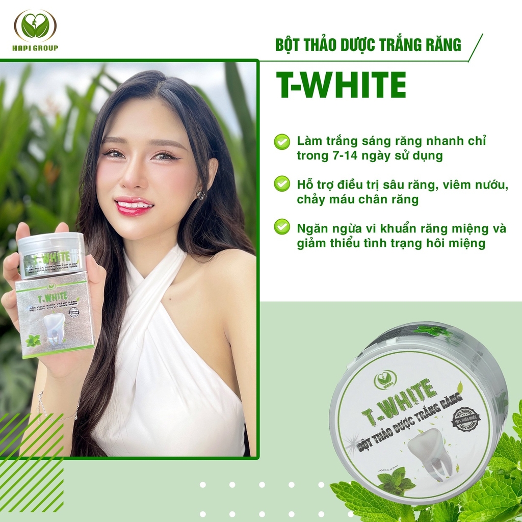 COMBO 2 HỘP BỘT THẢO DƯỢC TRẮNG RĂNG T WHITE - HAPI