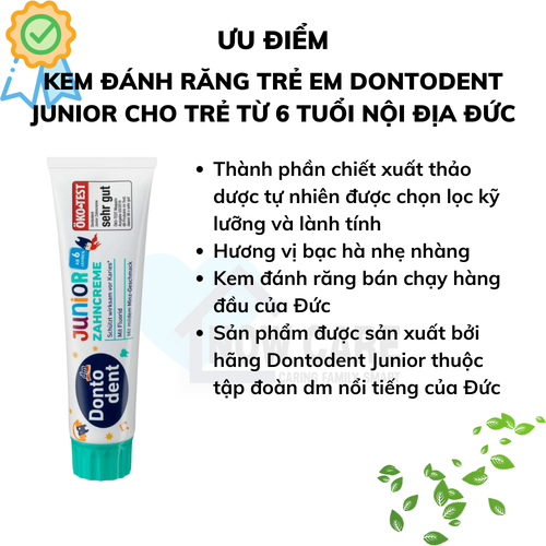 KEM ĐÁNH RĂNG TRẺ EM JUNIOR CHO TRẺ TỪ 6 TUỔI - DONTODENT