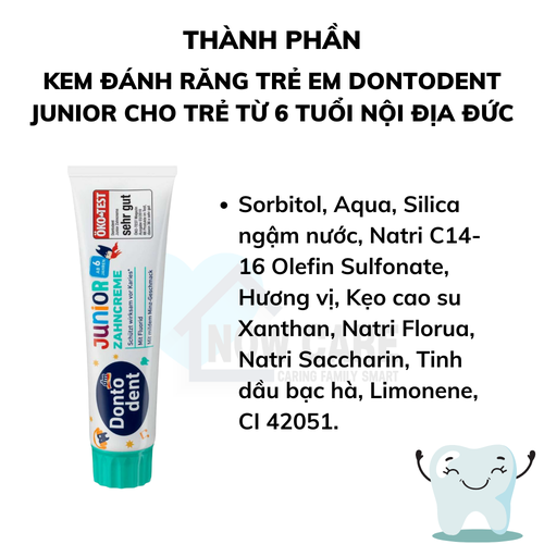 KEM ĐÁNH RĂNG TRẺ EM JUNIOR CHO TRẺ TỪ 6 TUỔI - DONTODENT