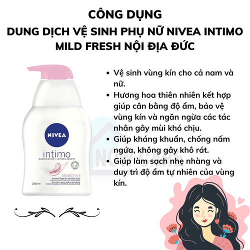 DUNG DỊCH VỆ SINH PHỤ NỮ INTIMO SENSITIVE NỘI ĐỊA ĐỨC 250ML - NIVEA