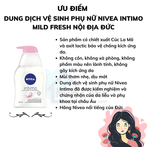 DUNG DỊCH VỆ SINH PHỤ NỮ INTIMO SENSITIVE NỘI ĐỊA ĐỨC 250ML - NIVEA