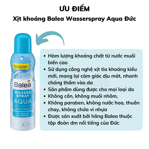 XỊT KHOÁNG WASSERSPRAY AQUA 150ML - BALEA