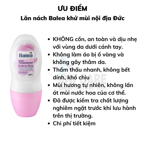 LĂN NÁCH KHỬ MÙI NỘI ĐỊA ĐỨC 50ML - BALEA