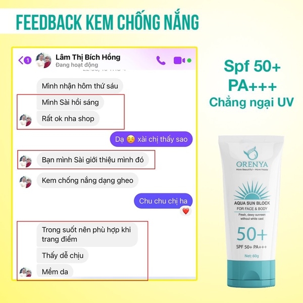 CHỐNG NẮNG SINH HỌC AQUA SUN BLOCK - ORENYA