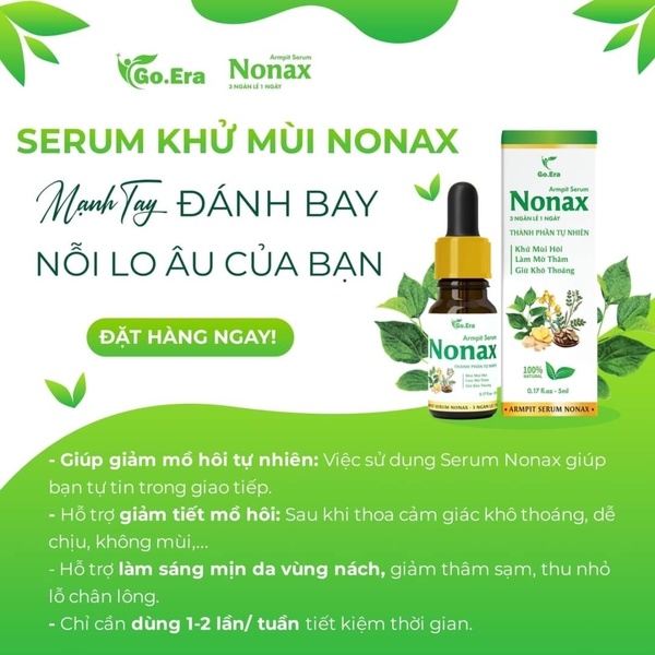 COMBO 3 CHAI KHỬ MÙI CƠ THỂ GIẢM HÔI NÁCH,HÔI TAY, HÔI CHÂN SERUM NONAX 5ML - KYO GO.ERA