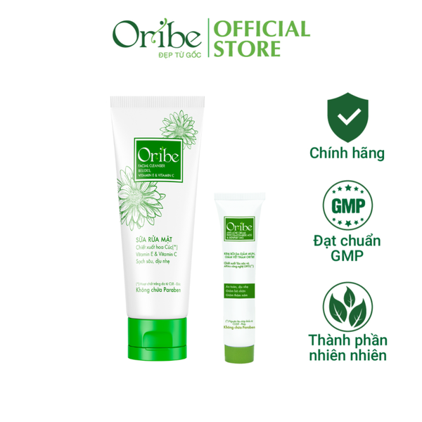 COMBO SỮA RỬA MẶT 100G VÀ KEM MỤN NGỪA MỤN TẨY TẾ BÀO CHẾT LÀM MỜ THÂM SẸO 25G - ORIBE
