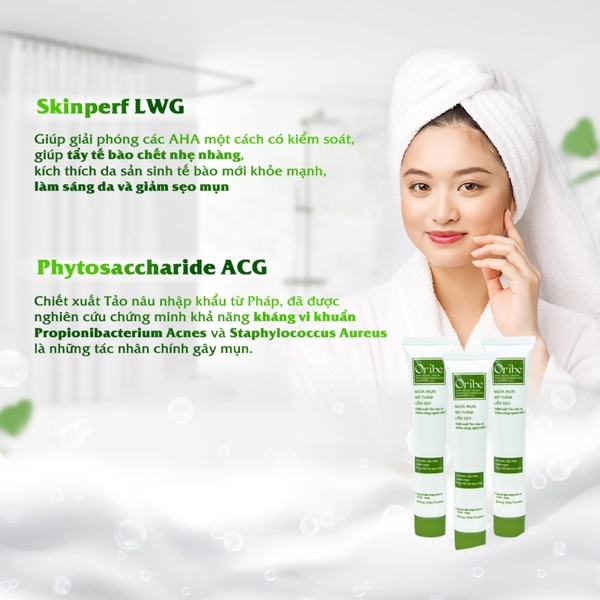COMBO SỮA RỬA MẶT 100G VÀ KEM MỤN NGỪA MỤN TẨY TẾ BÀO CHẾT LÀM MỜ THÂM SẸO 25G - ORIBE