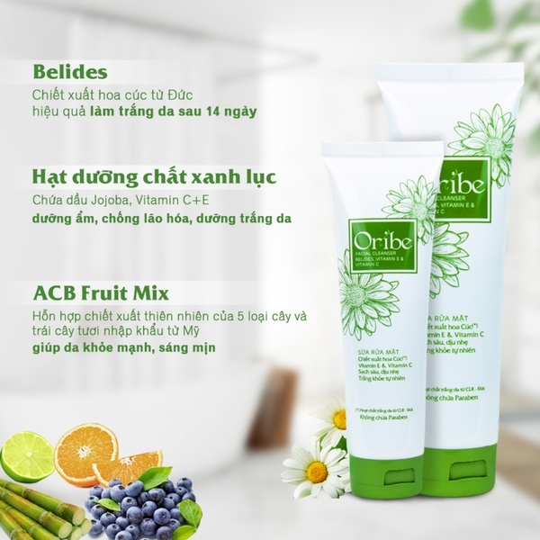 COMBO SỮA RỬA MẶT 100G VÀ KEM MỤN NGỪA MỤN TẨY TẾ BÀO CHẾT LÀM MỜ THÂM SẸO 25G - ORIBE