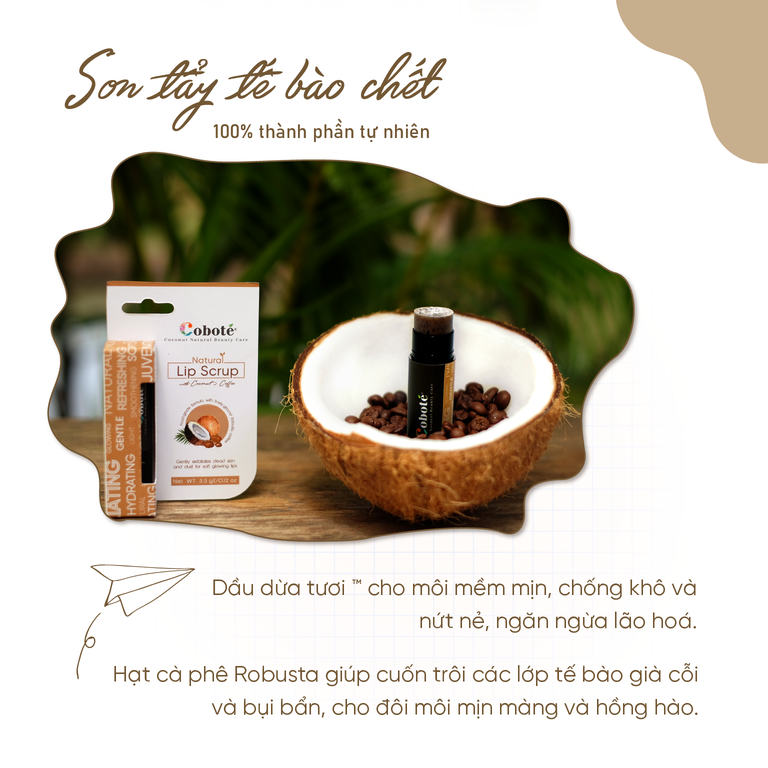 SON TẨY TẾ BÀO CHẾT CÀ PHÊ (NATURAL LIP SCRUB)- COBOTÉ