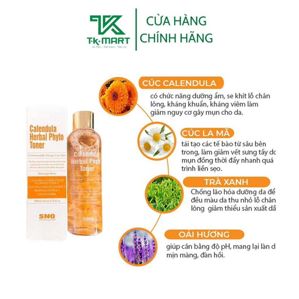 NƯỚC HOA HỒNG HOA CÚC CALENDULA HERBAL PHYTO TONER 200ML - SNO
