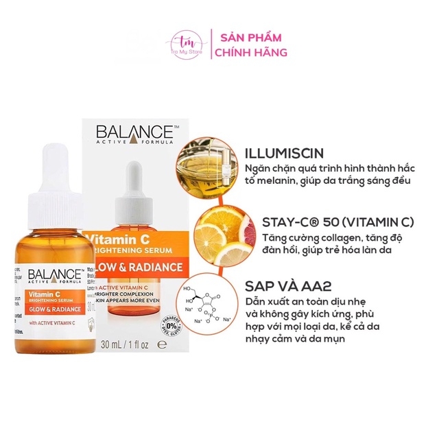 SERUM SÁNG DA, MỜ THÂM VITAMIN C BRIGHTENING 30ML - BALANCE ACTIVE FORMULA