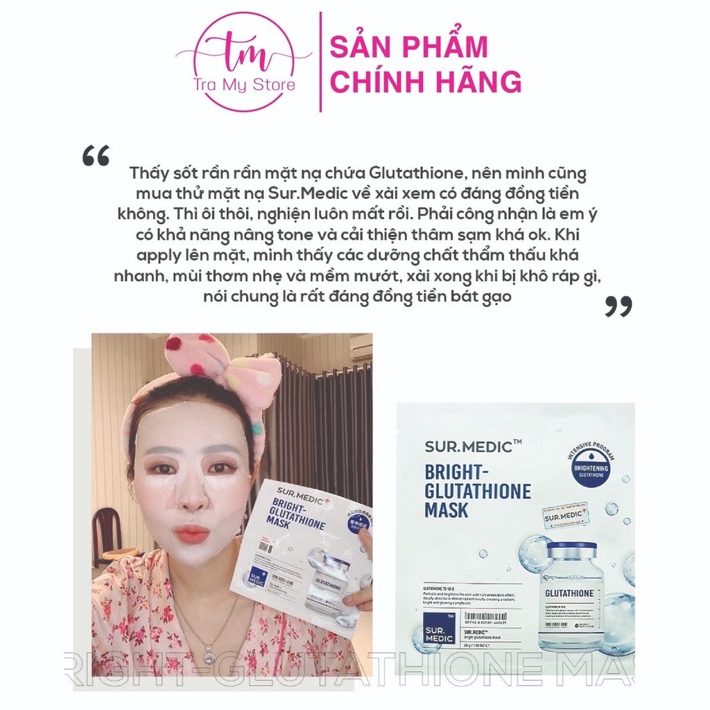 MẶT NẠ DƯỠNG TRẮNG SUR MEDIC BRIGHT GLUTATHIONE MASK HỘP 10 MIẾNG - GLUTATHIONE MASK
