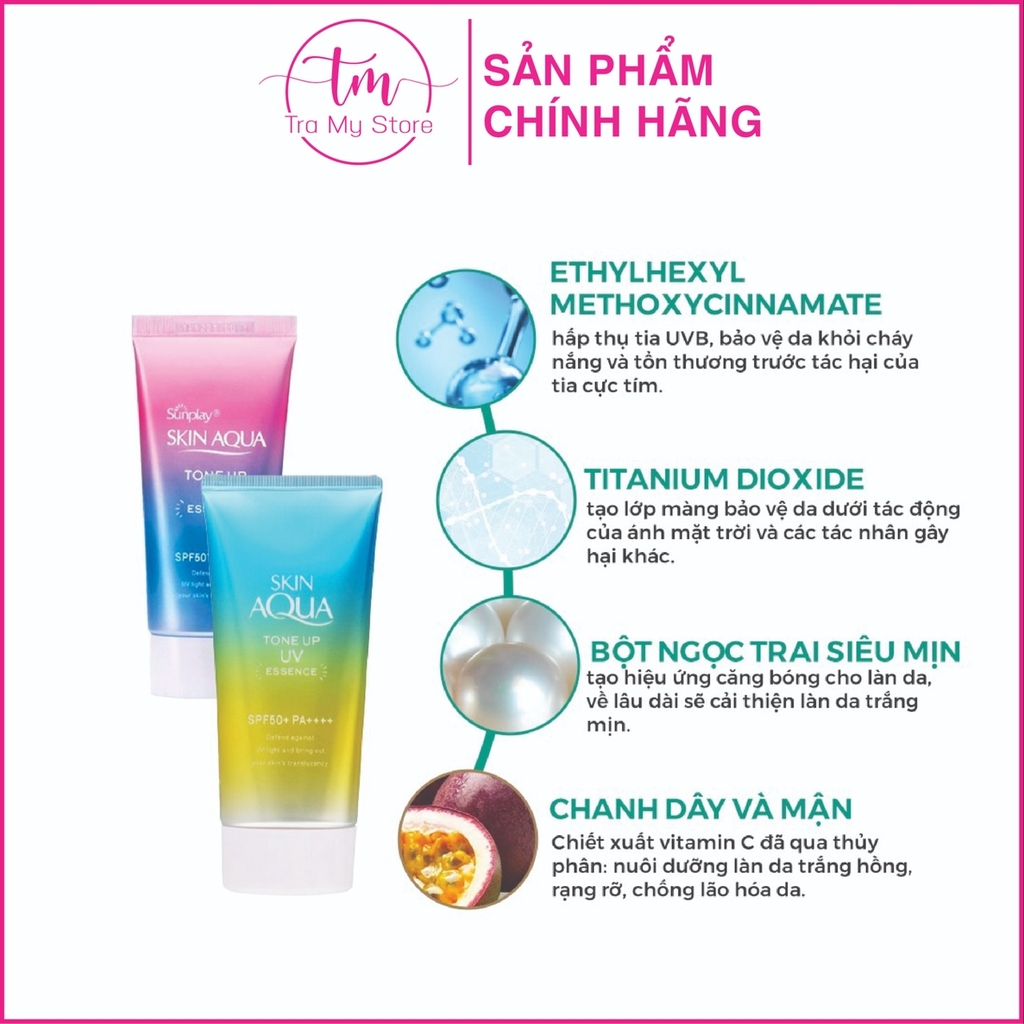 KEM CHỐNG NẮNG SKIN AQUA TONE UP UV ESSENCE 80G - SUNPLAY