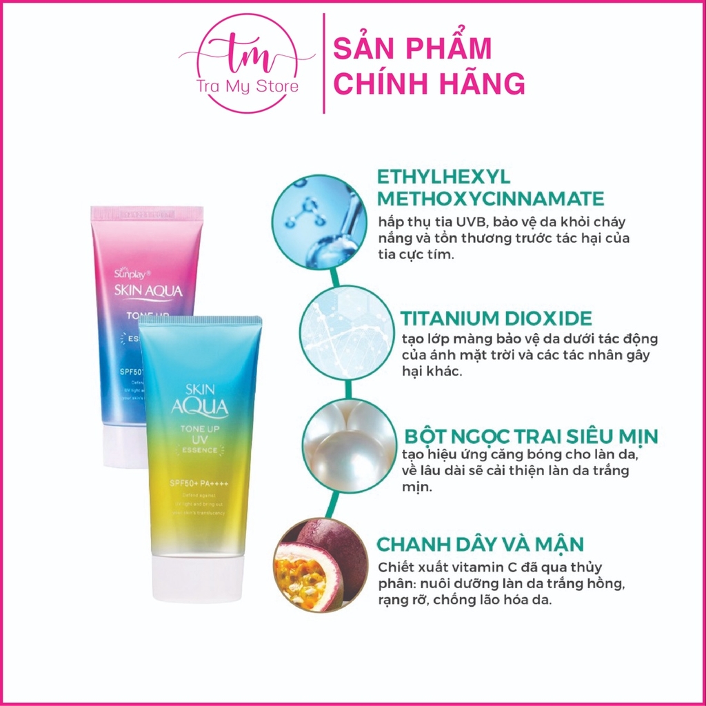 KEM CHỐNG NẮNG SKIN AQUA TONE UP UV ESSENCE 80G - SUNPLAY