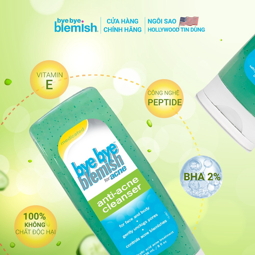 SỮA RỬA MẶT BHA 2% NGĂN NGỪA VÀ GIẢM MỤN CHO DA DẦU MỤN BYE BYE BLEMISH ANTI-ACNE CLEANSER 236ML - BYE BYE BLEMISH