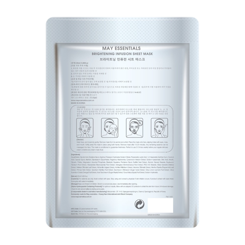 HỘP 5 MIẾNG MẶT NẠ MAY ESSENTIALS BRIGHTENING INFUSION SHEET MASK - MAY COSMETICS