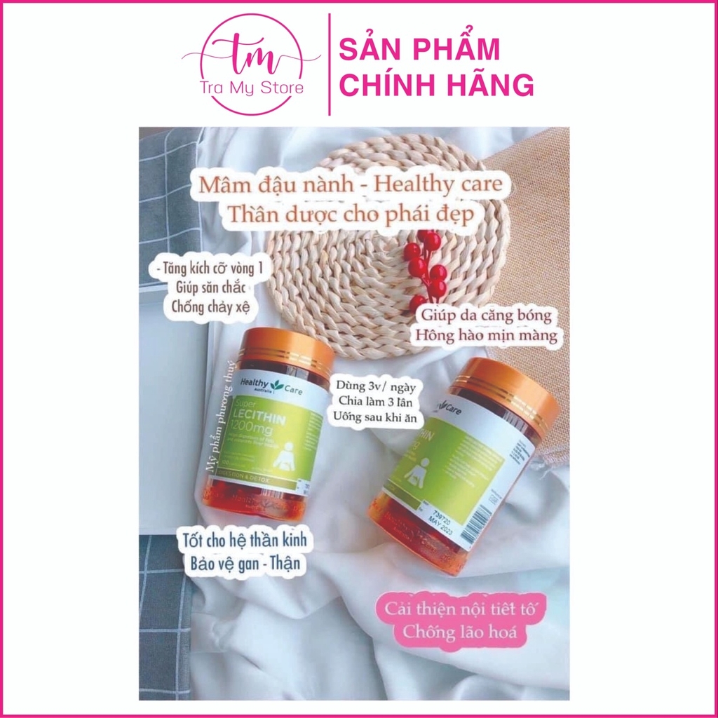 VIÊN UỐNG TINH CHẤT MẦM ĐẬU NÀNH HEALTHY CARE SUPER LECITHIN 1200MG LỌ 100 VIÊN - HEALTHY CARE