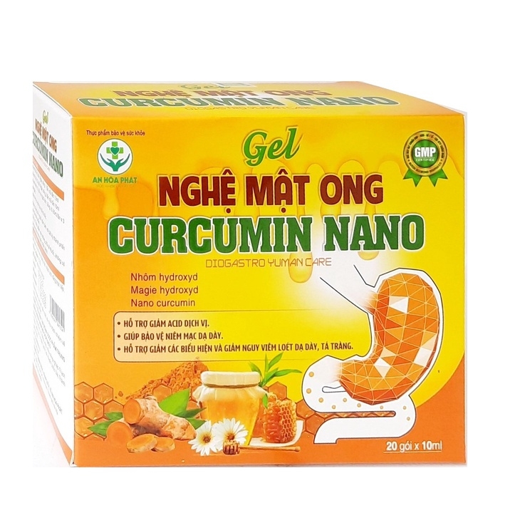 GEL NGHỆ MẬT ONG CURCUMIN NANO GIẢM VIÊN LOÉT DẠ DÀY, TÁ TRÀNG HỘP 20 GÓI - QUEEN DIAMOND DIOPHACO