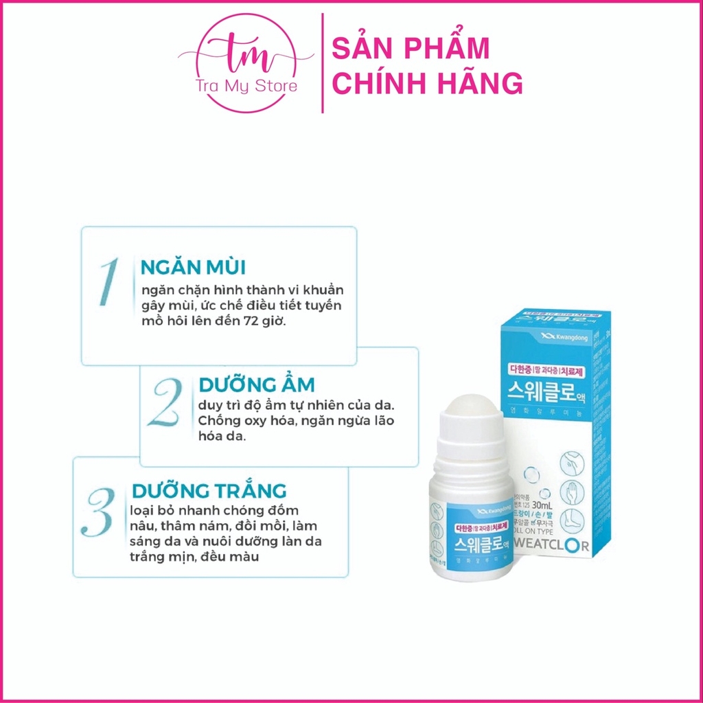 LĂN KHỬ MÙI ĐẶC TRỊ HÔI NÁCH SWEATCLOR 30ML - KWANGDONG
