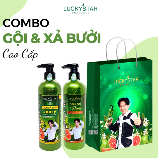 COMBO GỘI XẢ BƯỞI CAO CẤP 850ML - LUCKY STAR