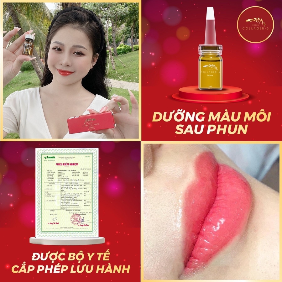 TINH CHẤT VIESKIN COLLAGEN -S LUXURY DƯỠNG KÍCH MÀU MÔI SAU PHUN XĂM VÀ TRẺ HÓA CĂNG BÓNG, PHỤC HỒI DA CHUYÊN SÂU
