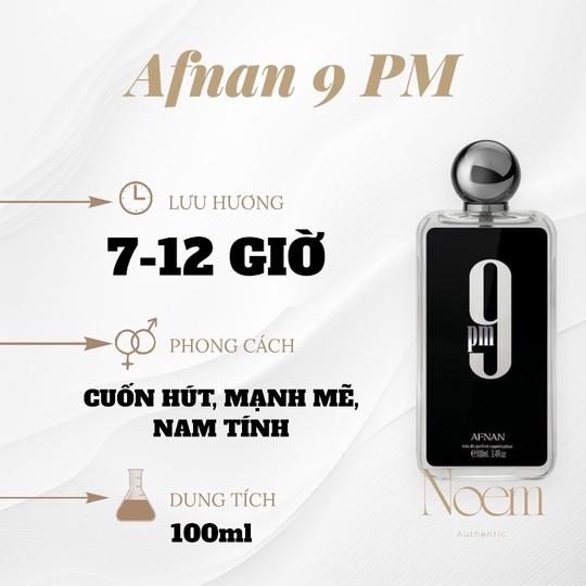 NƯỚC HOA AFNAN 9 PM EDP 100ML - NOEM