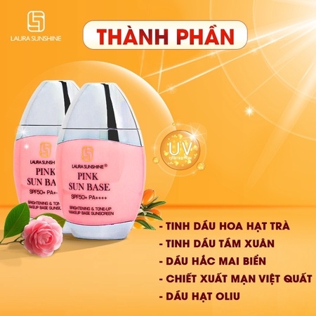 KEM CHỐNG NẮNG HỒNG NÂNG TONE PINK SUN BASE 50ML LAURA SUNSHINE