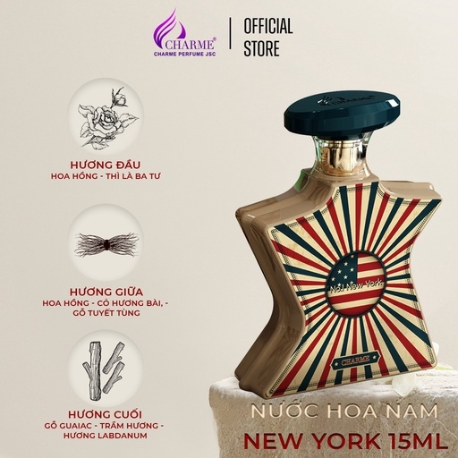 NƯỚC HOA UNISEX CHARME N0.1 NEWYORK 15ML HƯƠNG GỖ TRẦM ẤM, CÁ TINH_NƯỚC HOA CHÍNH HÃNG