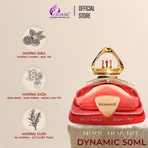 NƯỚC HOA NỮ CAO CẤP GOOD CHARME DYNAMIC 50ML LƯU HƯƠNG LÂU PHONG CÁCH NĂNG ĐỘNG, TRẺ TRUNG, CÁ TÍNH CHÍNH HÃNG