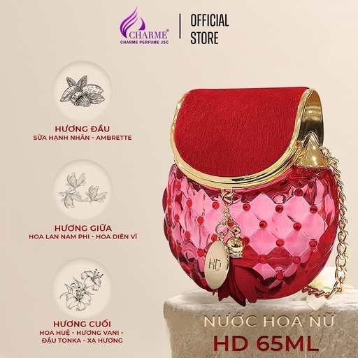 NƯỚC HOA NỮ CHARME HD 65ML LƯU HƯƠNG LÂU PHONG CÁCH QUYẾN RŨ, GỢI CẢM, HIỆN ĐẠI NƯỚC HOA CHÍNH HÃNG