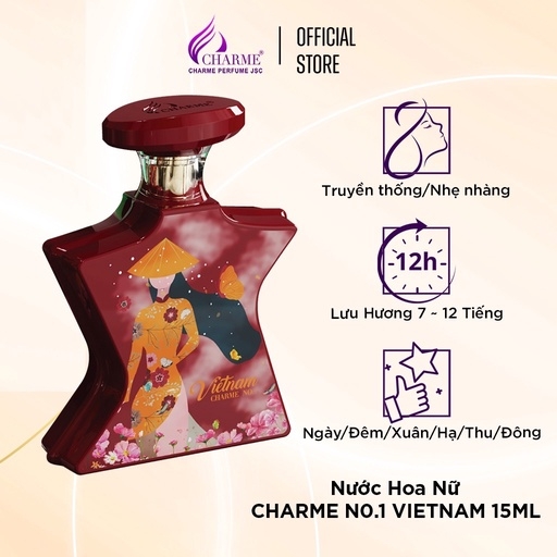 NƯỚC HOA NỮ CHARME N0.1 VIETNAM 15ML HƯƠNG HOA SEN NHẸ NHÀNG THANH MÁT TINH TẾ CHÍNH HÃNG