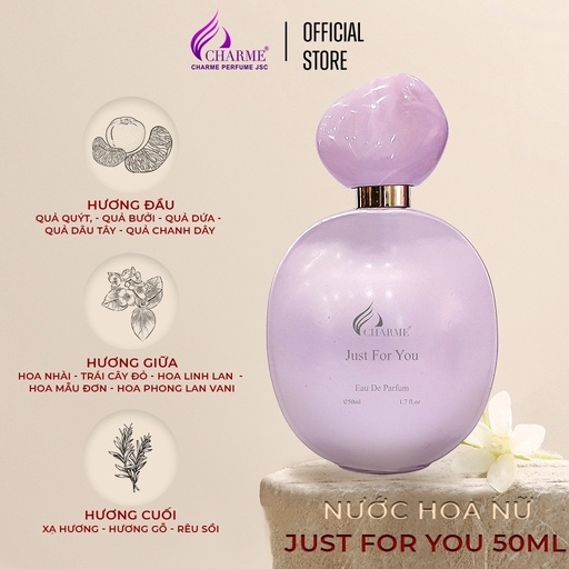 NƯỚC HOA NỮ CHARME JUST FOR YOU 50ML THƠM LÂU LÃNG MẠN, DỊU DÀNG, THANH LỊCH CHO NÀNG TỰ TIN _ NƯỚC HOA CHÍNH HÃNG