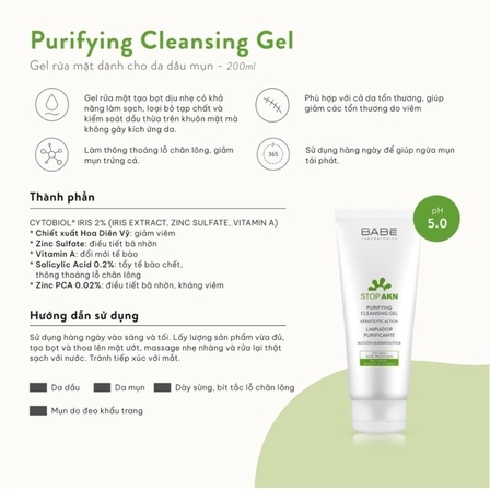 GEL RỬA MẶT BABE 200ML SẠCH SÂU