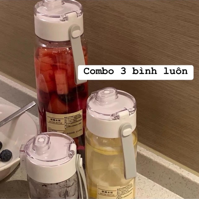 SET 3 BÌNH NƯỚC NHỰA TRONG SUỐT 3 SIZE - SU