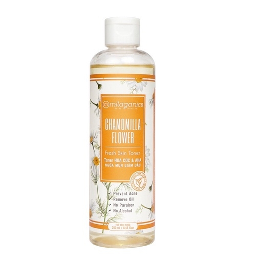 COMBO 2 NƯỚC HOA HỒNG TONER HOA CÚC & AHA NGỪA MỤN, GIẢM DẦU (250ML/CHAI) - MILAGANICS