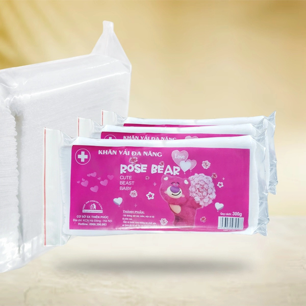 KHĂN VẢI KHÔ ĐA NĂNG GẤU DÂU 300GRAM - GDN