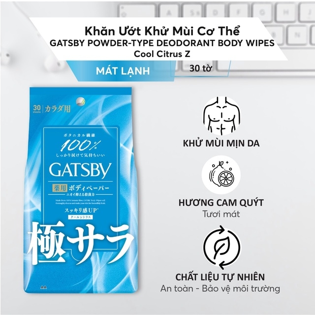 KHĂN GIẤY ƯỚT GASTBY KHỬ MÙI CƠ THỂ MÁT LẠNH