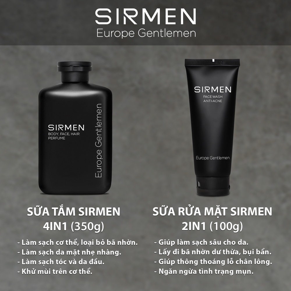 COMBO NAPOLI EUROPE GỒM SỮA TẮM GỘI NAM 4 IN 1 VÀ SỮA RỬA MẶT NAM 2 IN 1 - SIRMEN